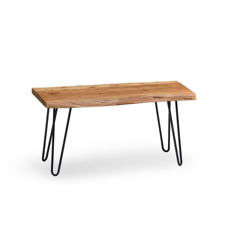 Alaterre Furniture Hairpin Natural Live Edge Wood with Metal 36" Bench, Natural AWDD0320